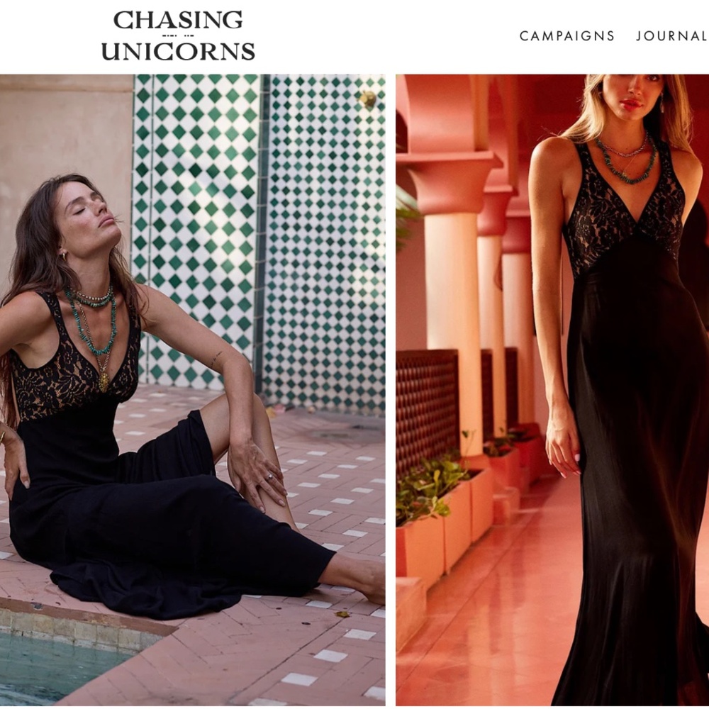 Chasing Unicorns These Dreams Of You Maxi Slip Dress Black Small